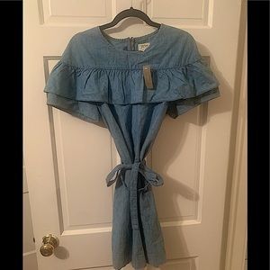 Brand New With Tags Chambray J Crew Ruffle Dress Size 10